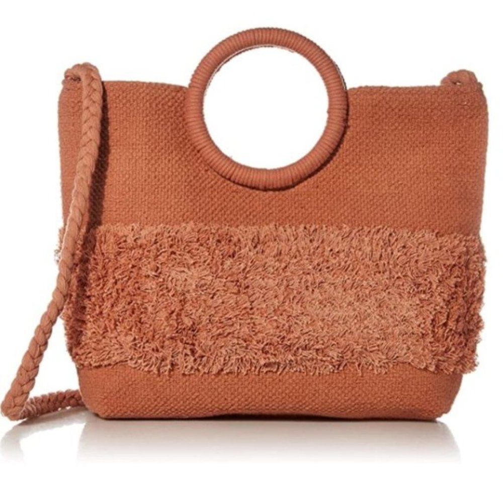NWT Nanette Lepore Rust Trendy Woven Ring Tote Bag - Picture 1 of 7